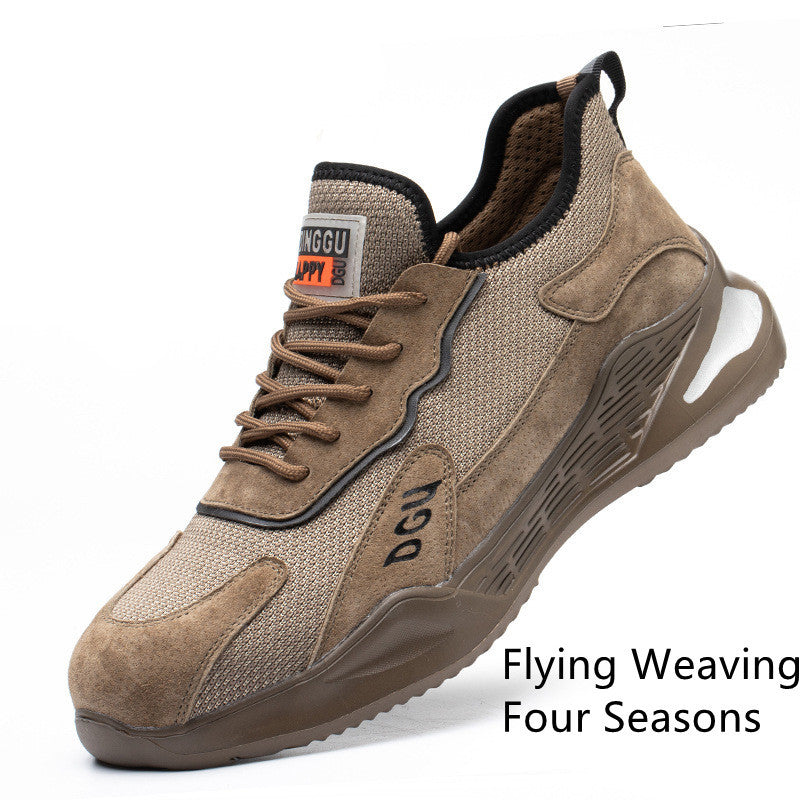 Men's Safety Shoes Anti-smashing And Anti-piercing Steel Toe Brown