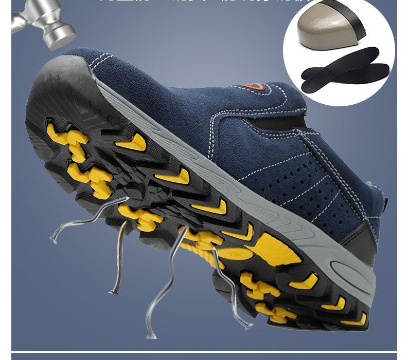 One-legged anti-smashing anti-piercing steel toe caps shoes Breathable and wear-resistant safety shoes anti-splashing hot welding shoes