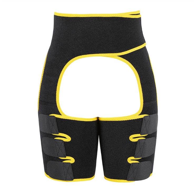 Sports Waist Belt Adjustable One-piece Girdle Leg Straps Yellow