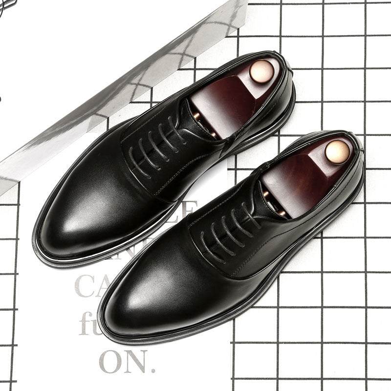 Pointed Casual Men's Shoes Business Work Leather Shoes Black