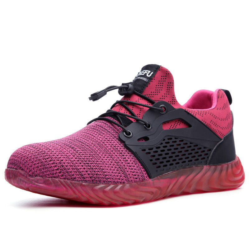 Ightweight Electrician Insulated Steel Toe Anti-Smash And Anti-Puncture Safety Shoes Rose Red and Cotton