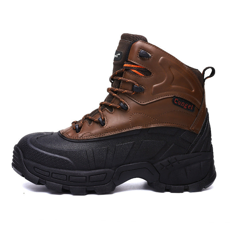 High-Top Wear-Resistant Steel-Soled Boots Mens Outdoor Desert Boots Tactical Boots Anti-Smashing Safety Boots Brown
