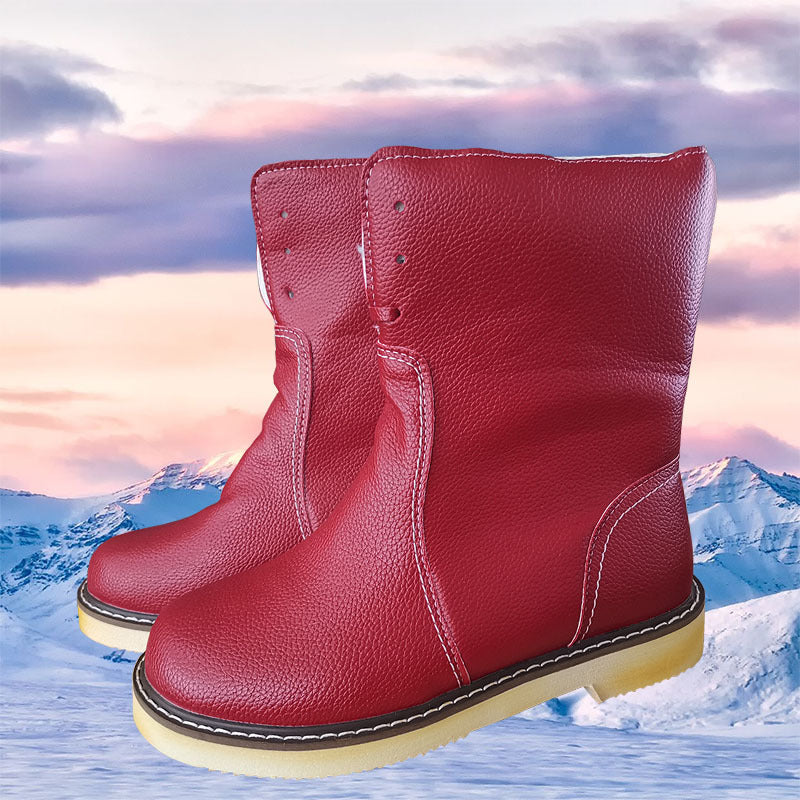 Round toe snow boots Red