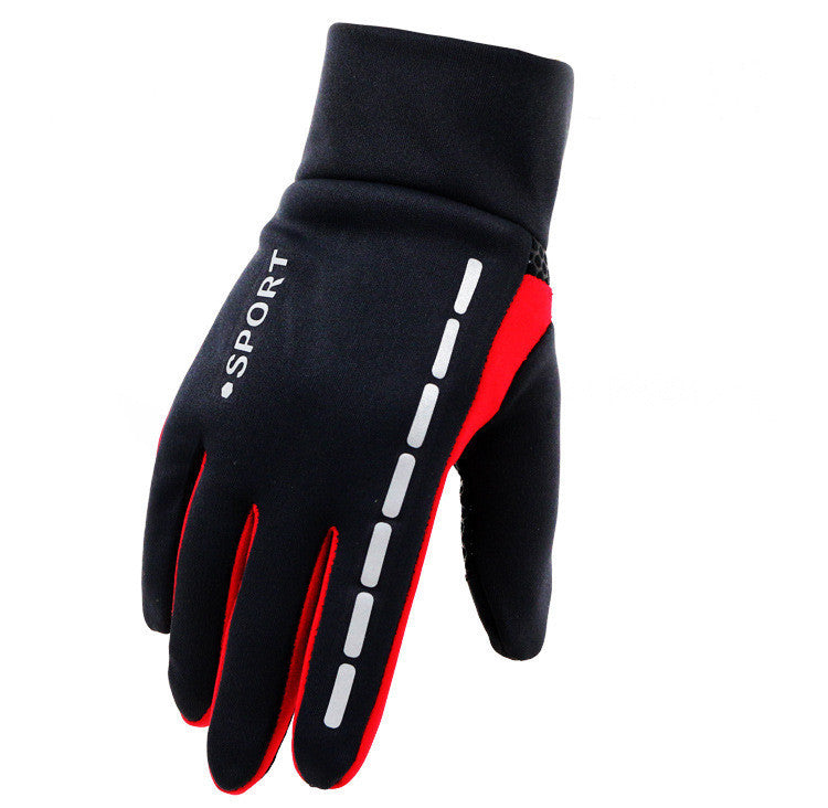 Outdoor Driving Men's Sports Fitness Autumn And Winter Cycling Gloves Red One size