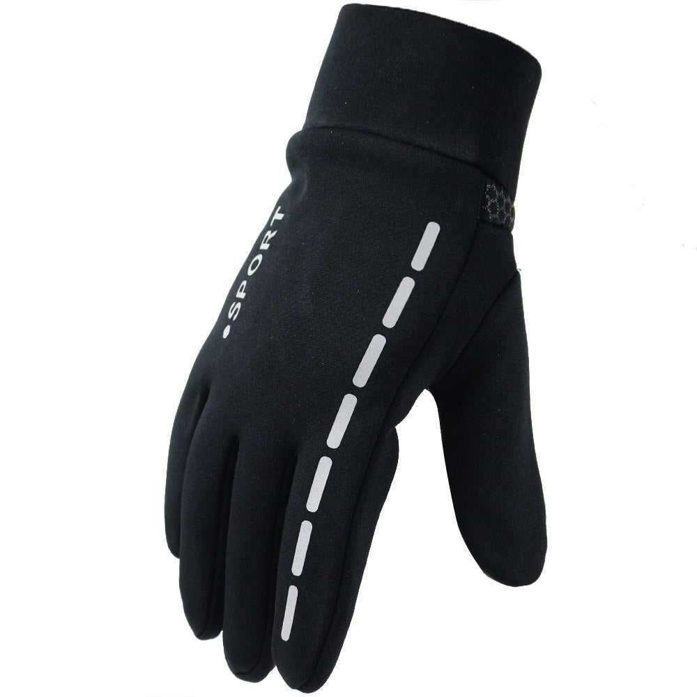 Outdoor Driving Men's Sports Fitness Autumn And Winter Cycling Gloves Pure black One size