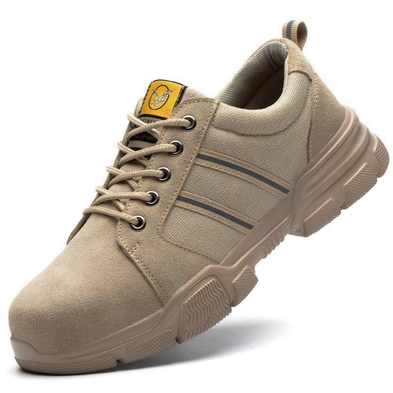 Oxford Cloth Anti-Smashing And Anti-Piercing High-Top Safety Shoes Khaki1
