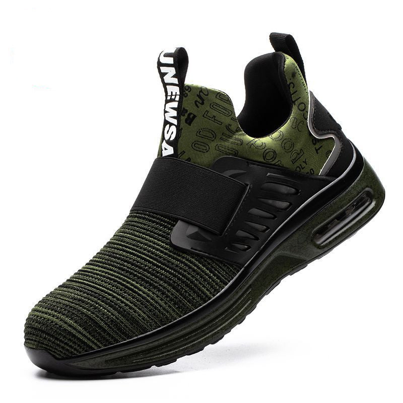 Steel Toe Wear-resistant Air Cushion Shock-absorbing Safety Work Shoes Olive Green