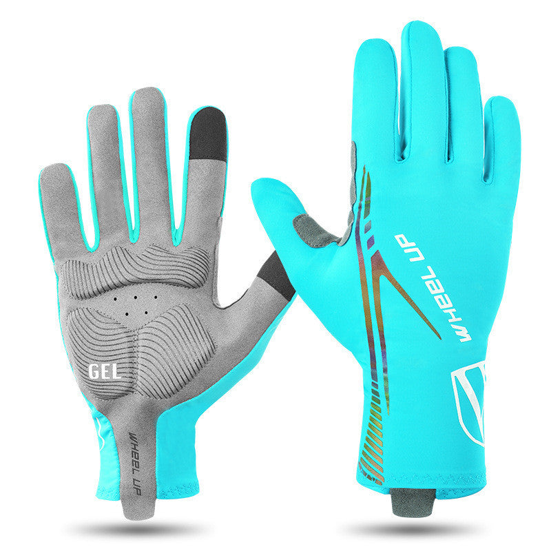 Summer Long Finger Gloves Breathable Cycling Gloves Blue
