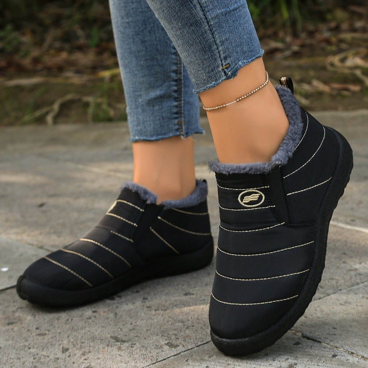 Plus Size Cotton Boots Fleece Lined Padded Warm Keeping Casual Shoes