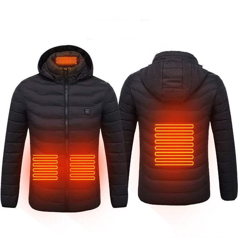 New Heated Jacket Coat USB Electric Jacket Cotton Coat Heater Thermal Clothing Heating Vest Men's Clothes Winter Black Zone4