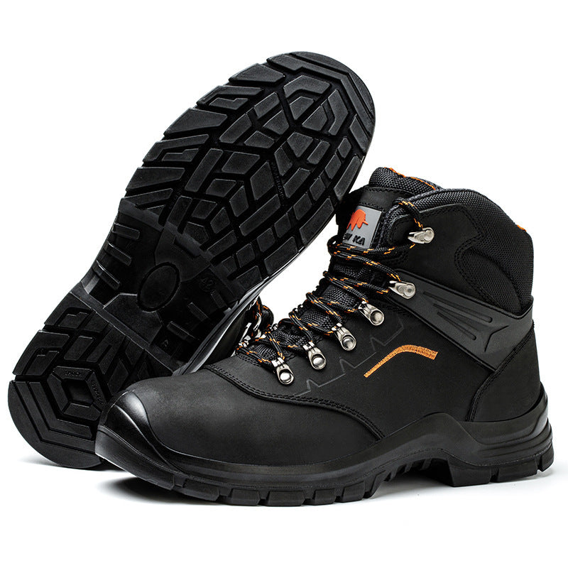 Thick Wear-resistant Non-slip Breathable Lightweight Steel Toe Shoes Leather high top shoes