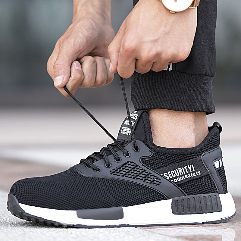 Wear-resistant safety shoes protective shoes Black white9928