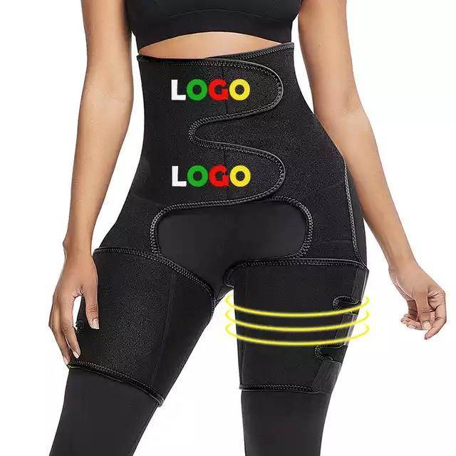 Sports Waist Belt Adjustable One-piece Girdle Leg Straps High waist Black