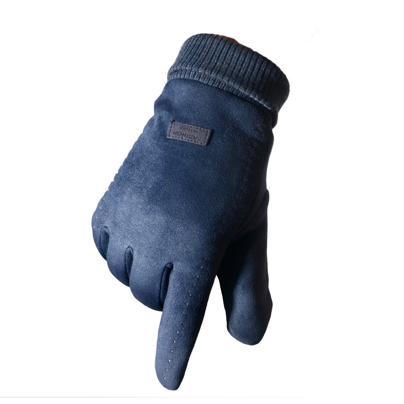 Suede gloves Navy Blue