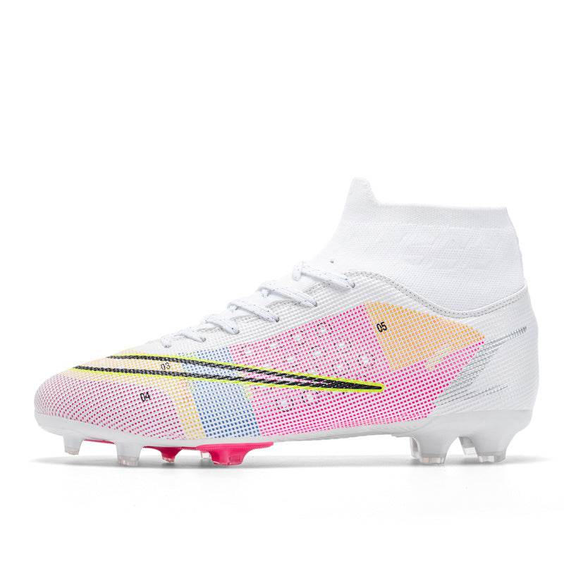 Football Boots Men's High Top AG Spike Artificial Turf Pink