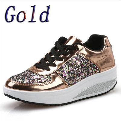 Sequin women's sneakers Gold