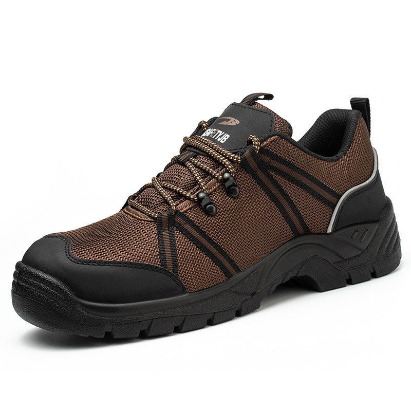 Smash-proof And Puncture-proof Safety Work Shoes On The Construction Site Brown