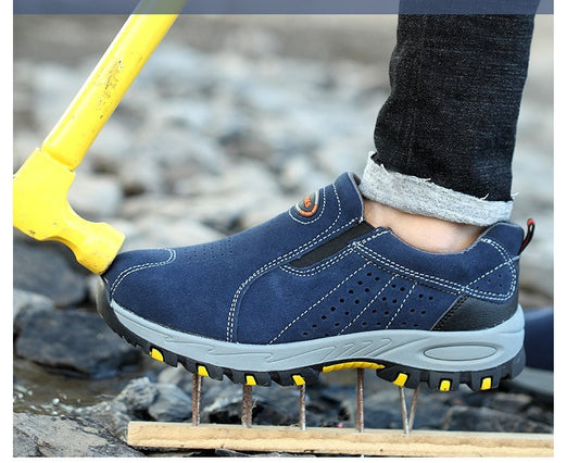 One-legged anti-smashing anti-piercing steel toe caps shoes Breathable and wear-resistant safety shoes anti-splashing hot welding shoes