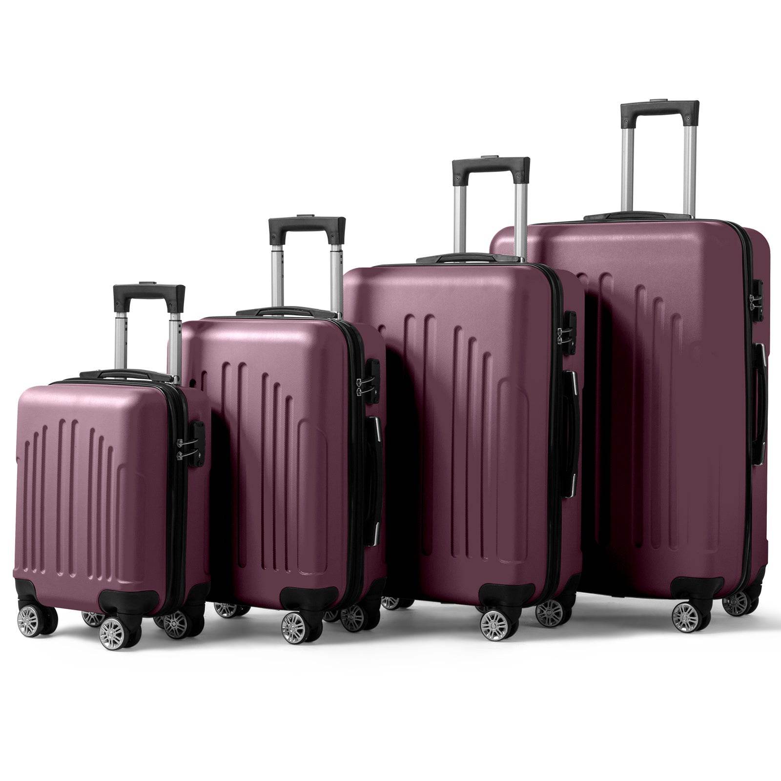 Vertical Striped Four In One Suitcase Purple