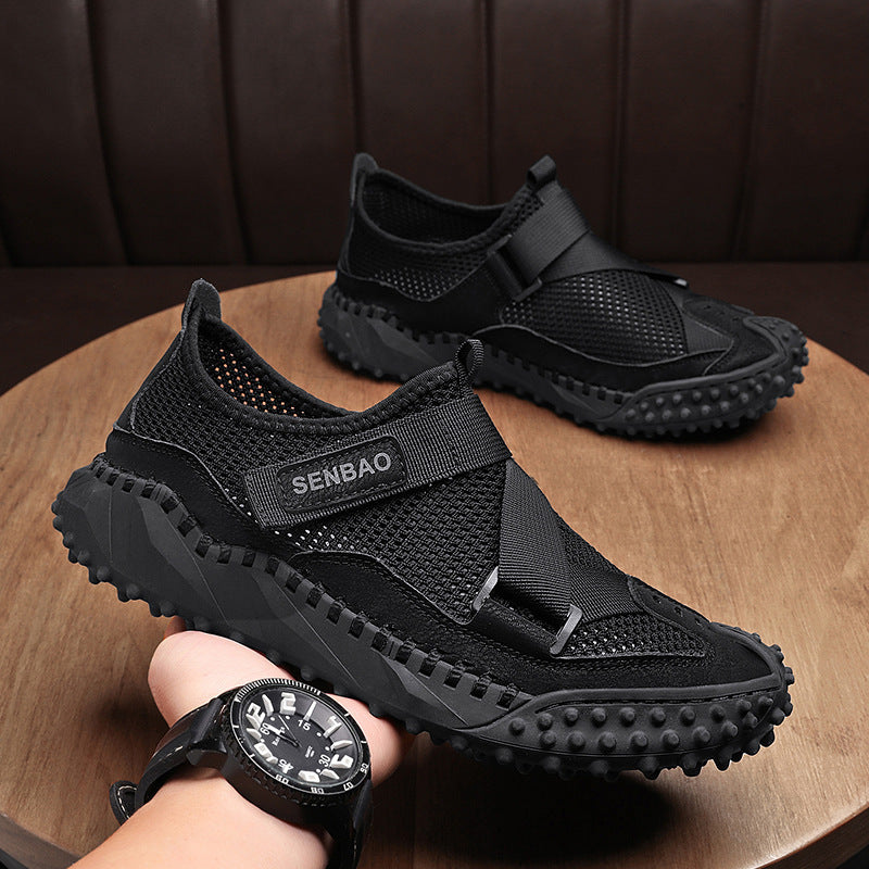 Plus Size Men's Mesh Breathable Casual Shoes Hollow Out 5808 Black