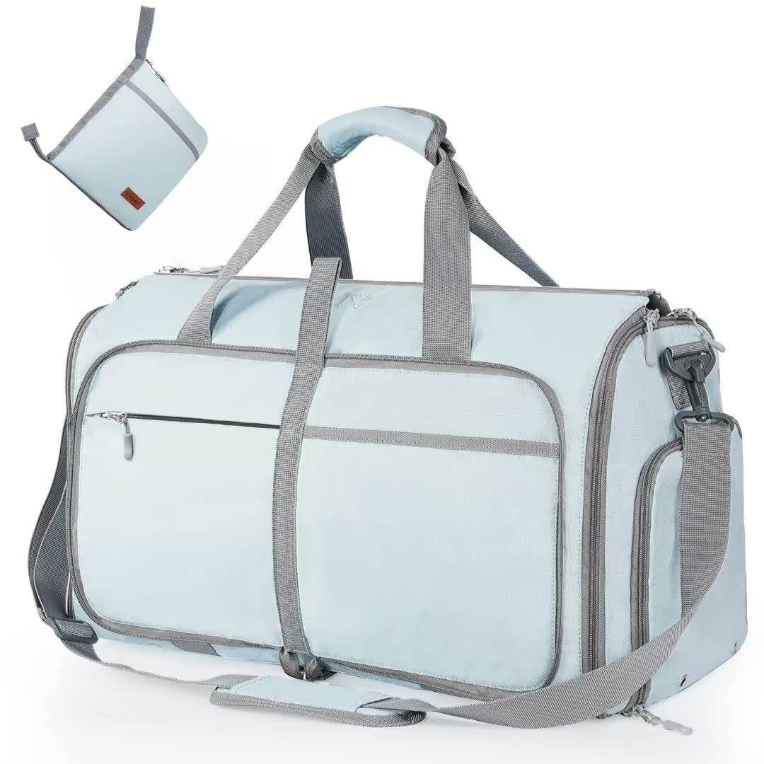 Large Capacity Travel Duffle Bag Women's Handbag Folding Suit Bag Waterproof Clothes Totes C Sky Blue