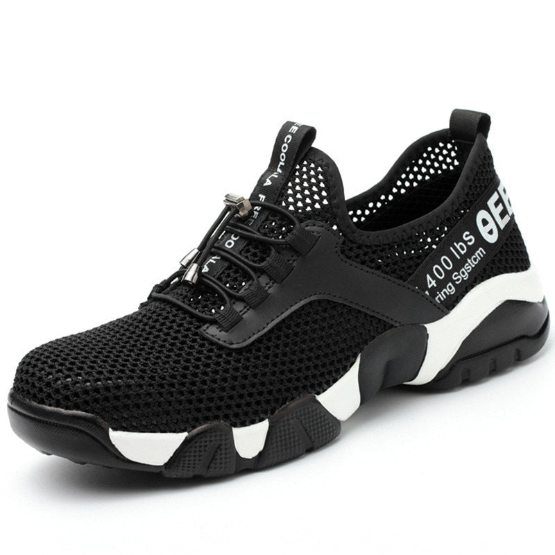 Men's safety shoes, ultra-light soft sole, anti-smash and anti-puncture Black breathable