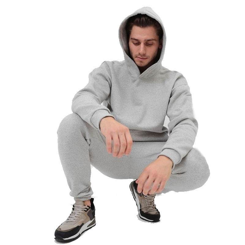 Hoodie Suit Sweater Two-piece Set Gray