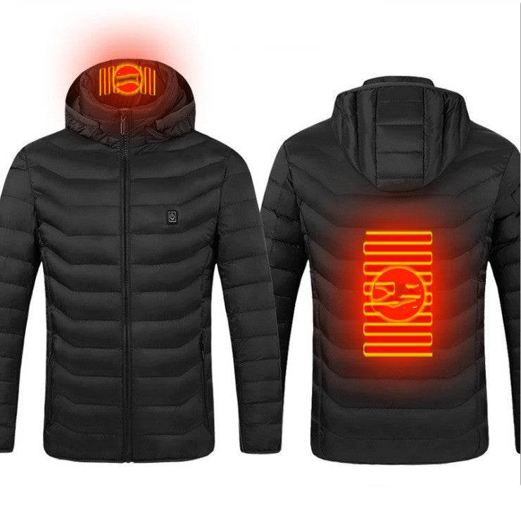 New Heated Jacket Coat USB Electric Jacket Cotton Coat Heater Thermal Clothing Heating Vest Men's Clothes Winter Black Zone2