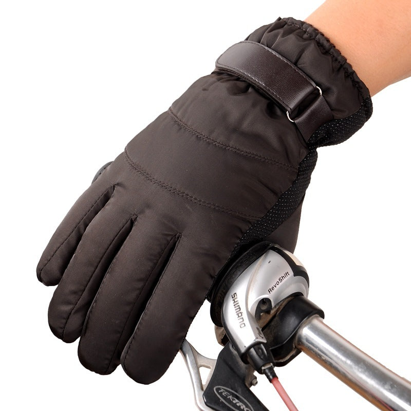 Satin gloves rainproof ski cotton gloves Brown