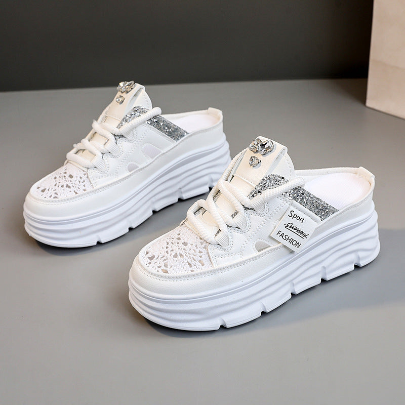 Hollow-out Platform Casual Shoes White Shoes Sandals White