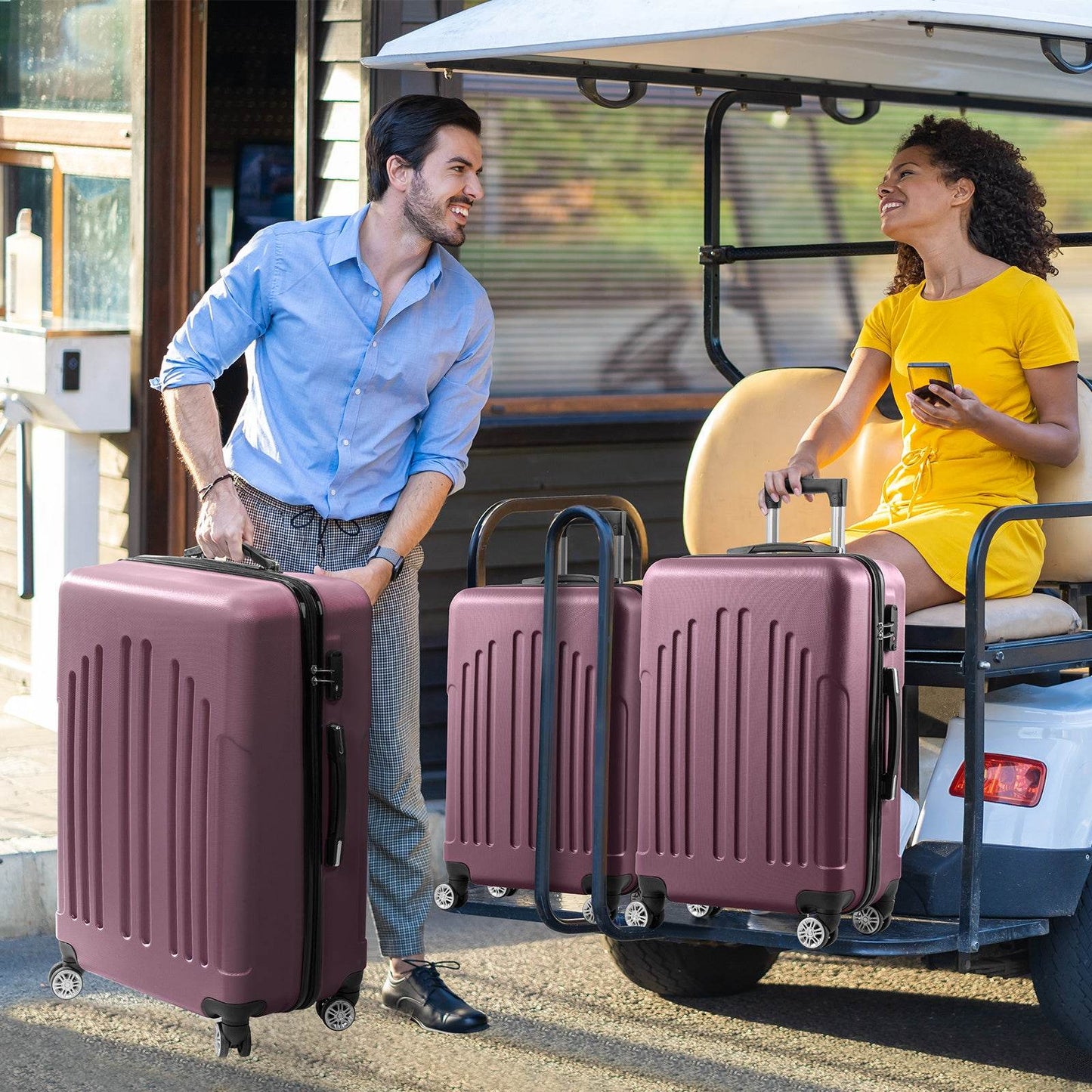 Vertical Striped Four In One Suitcase