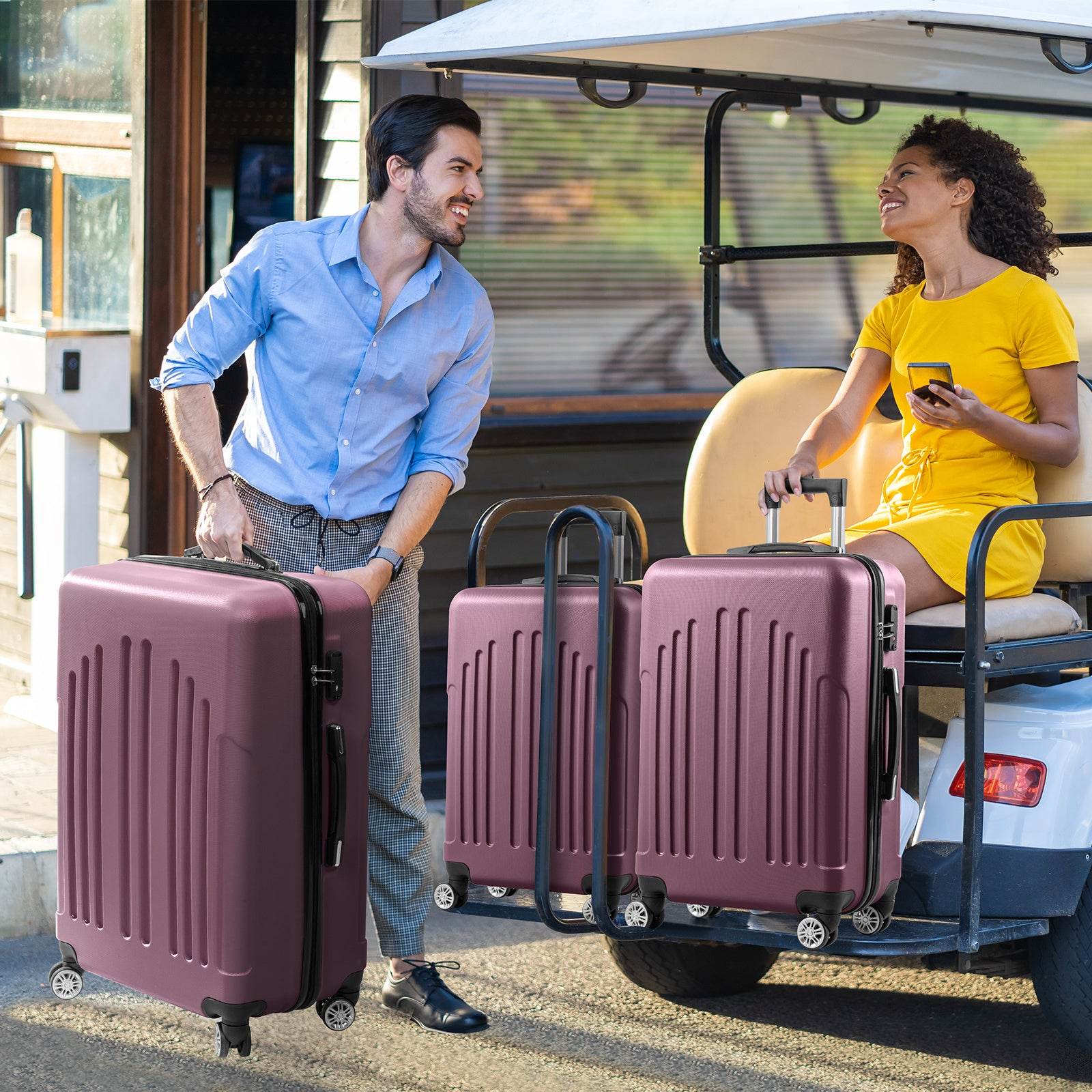 Vertical Striped Four In One Suitcase