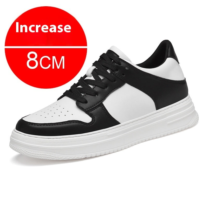 Summer Invisible Height Increasing Men's Shoes 8cm Breathable Platform Sports Black And White