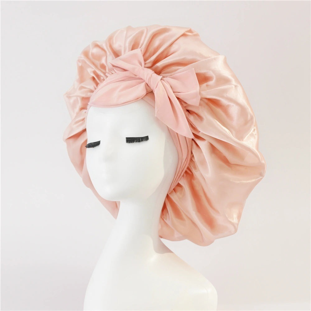 New Silk Bonnet For Sleeping Women Satin Bonnet Hair Bonnet Night Sleep Cap Scarf Wrap For Curly Hair With Tie Band For Curly Hair Apricot