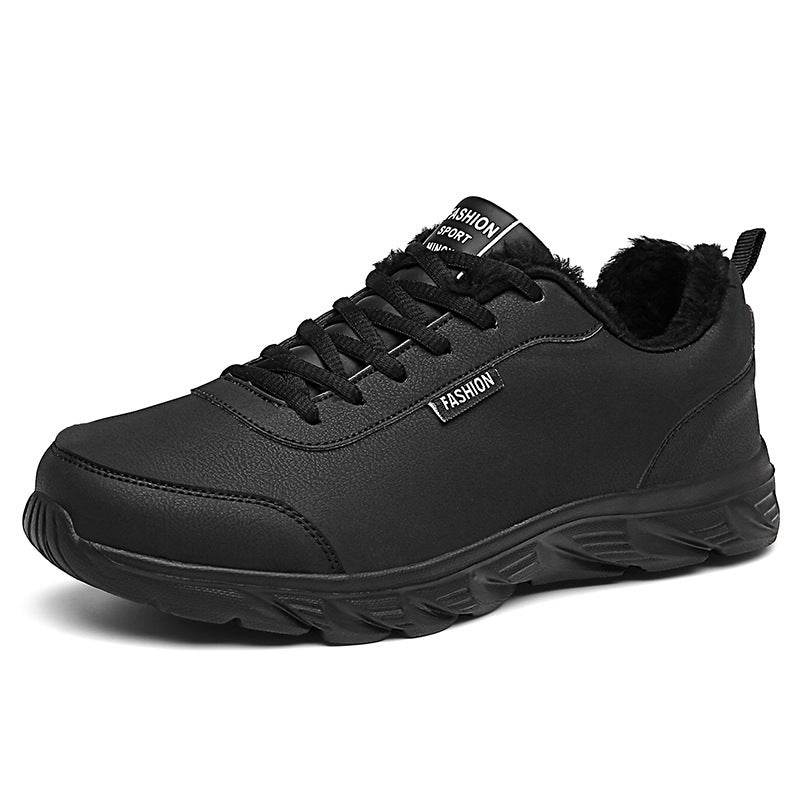Men Sneakers Winter Warm Sports Shoes With Plush Black