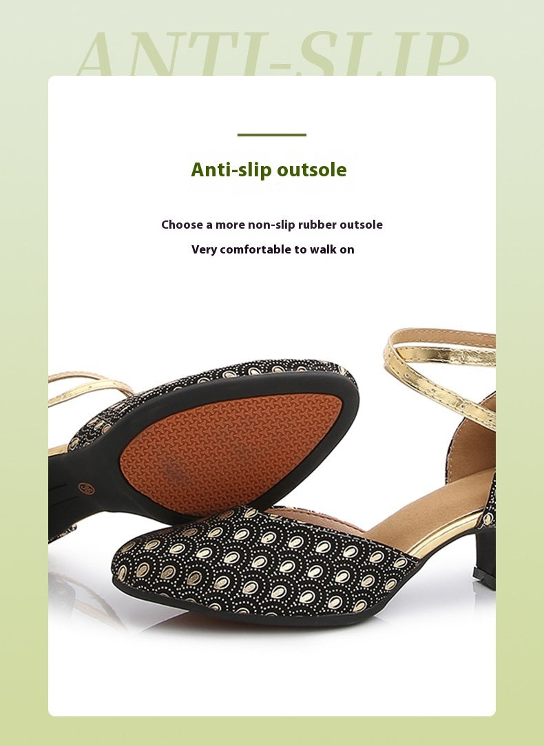 Peacock Pattern Toe Cap Stilettos High Heels Gold Room B 5CM