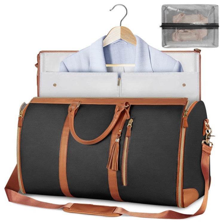 Large Capacity Travel Duffle Bag Women's Handbag Folding Suit Bag Waterproof Clothes Totes Black