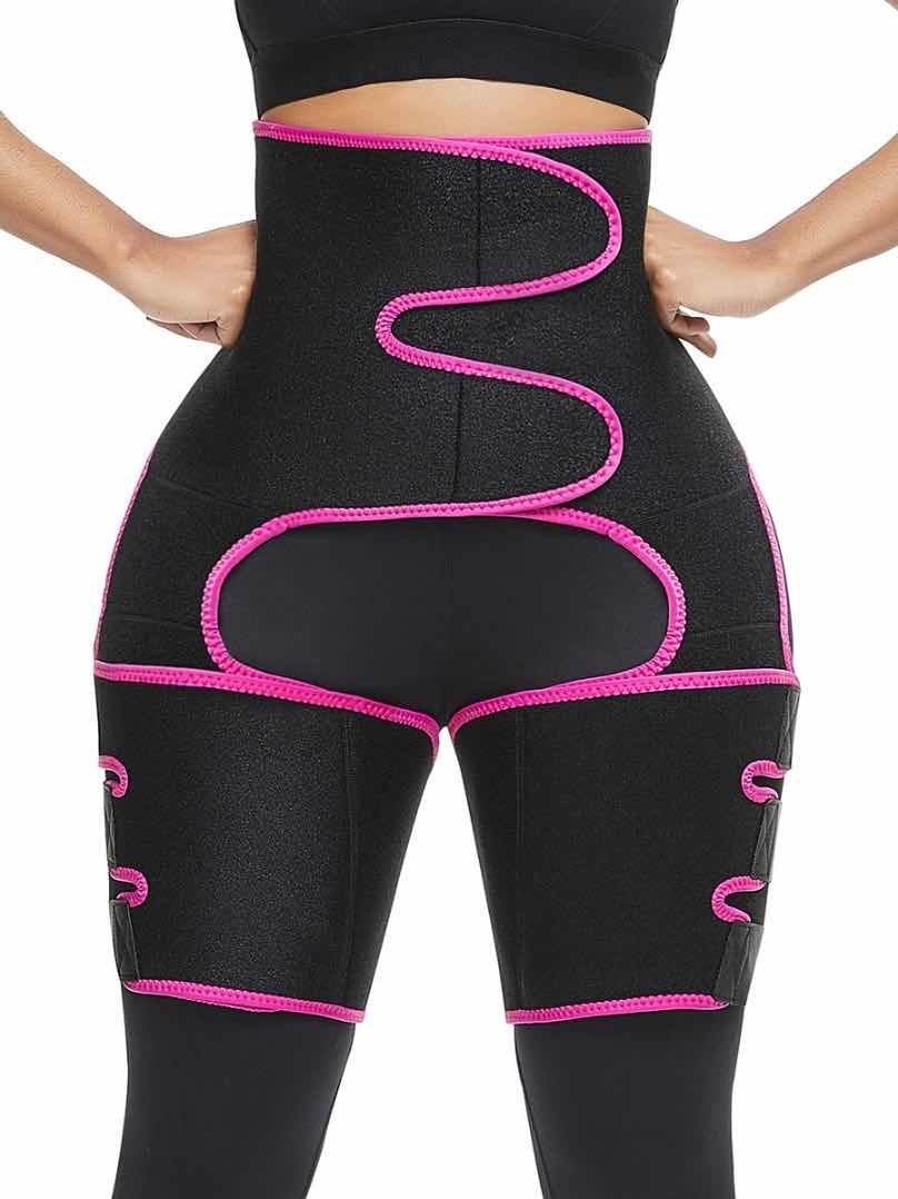 Sports Waist Belt Adjustable One-piece Girdle Leg Straps High waist pink