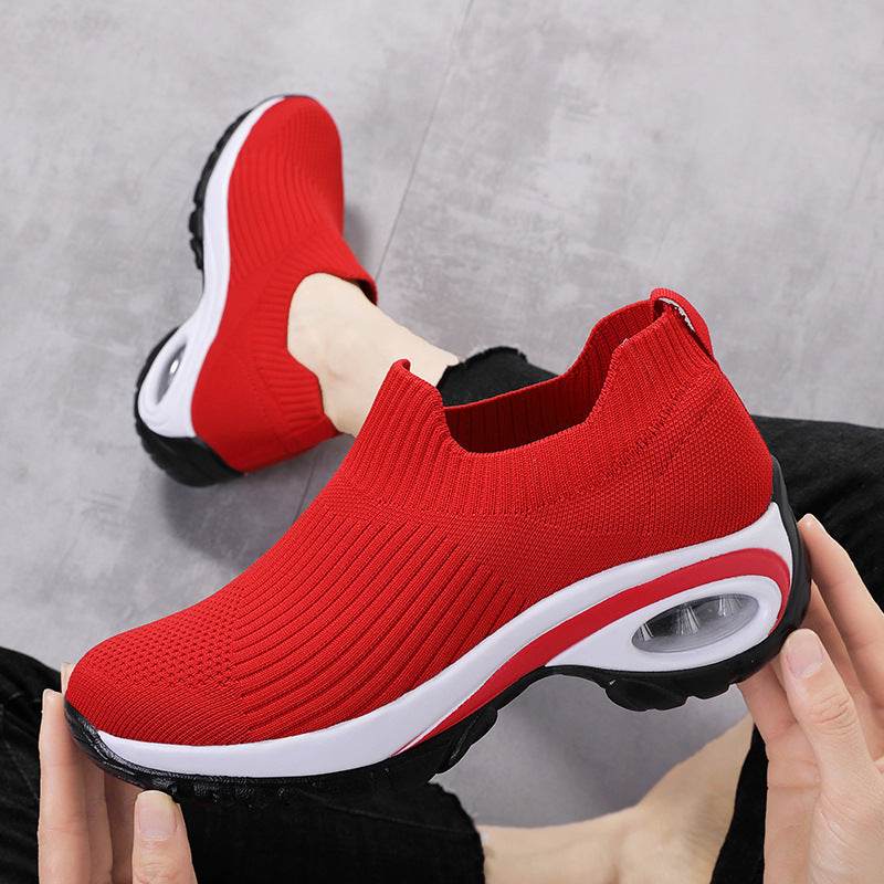 Sneakers Women Air Cushion Mesh Breathable Running Sports Shoes Red