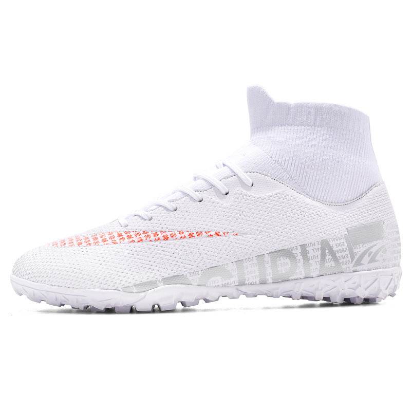 Men's Plus Size Soccer Shoes High Top AG Spikes White