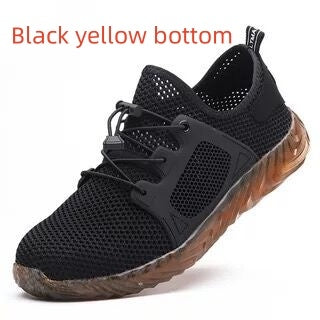 Ightweight Electrician Insulated Steel Toe Anti-Smash And Anti-Puncture Safety Shoes Black yellow bottom