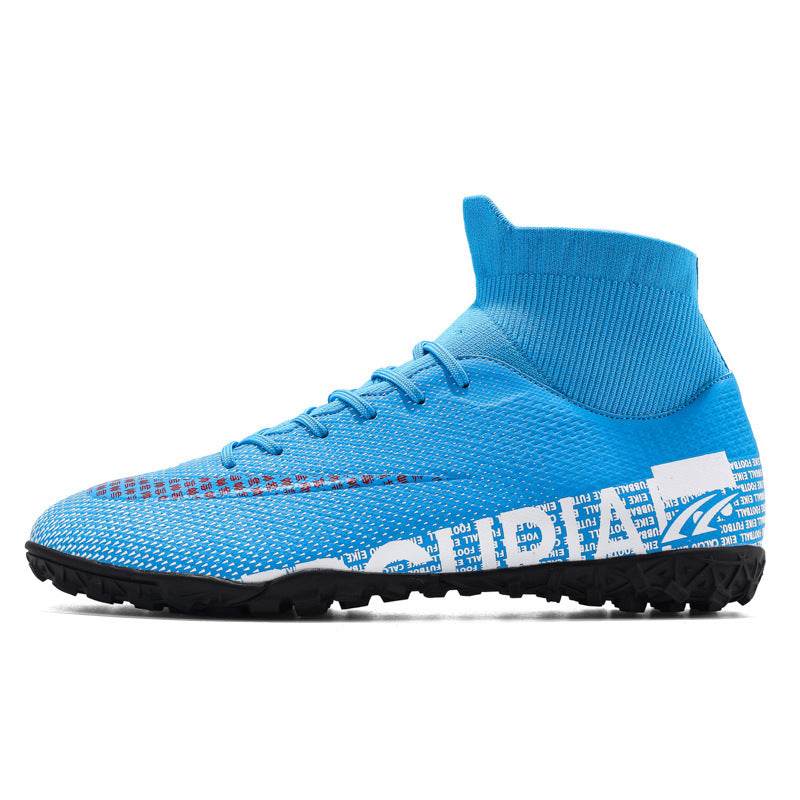 Men's Plus Size Soccer Shoes High Top AG Spikes Blue
