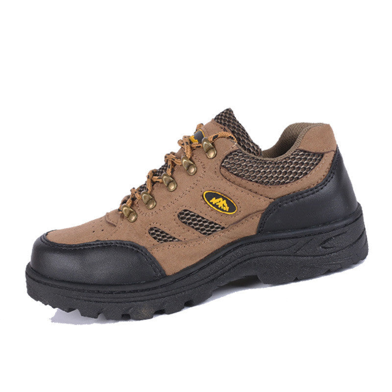 Men's Safety Shoes, Anti-odor, Lightweight Steel Toe Cap, Anti-smashing Khaki Breathable