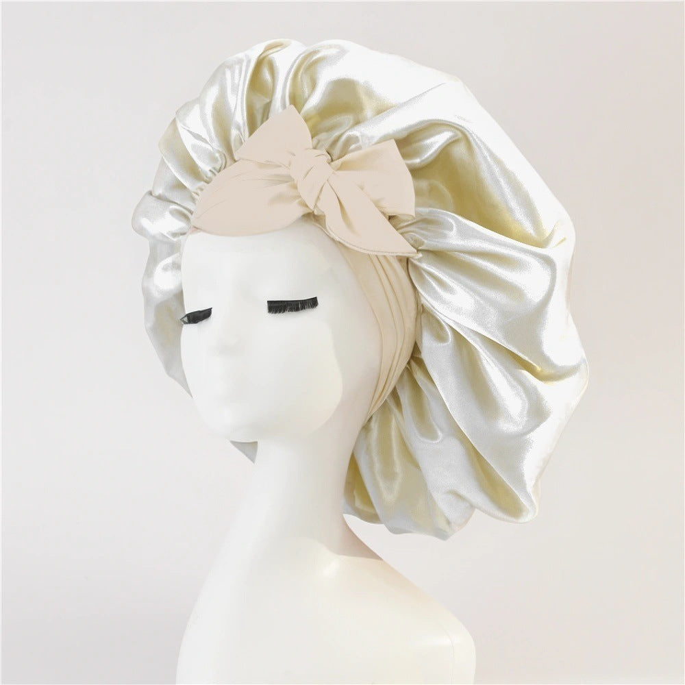 New Silk Bonnet For Sleeping Women Satin Bonnet Hair Bonnet Night Sleep Cap Scarf Wrap For Curly Hair With Tie Band For Curly Hair Milky White