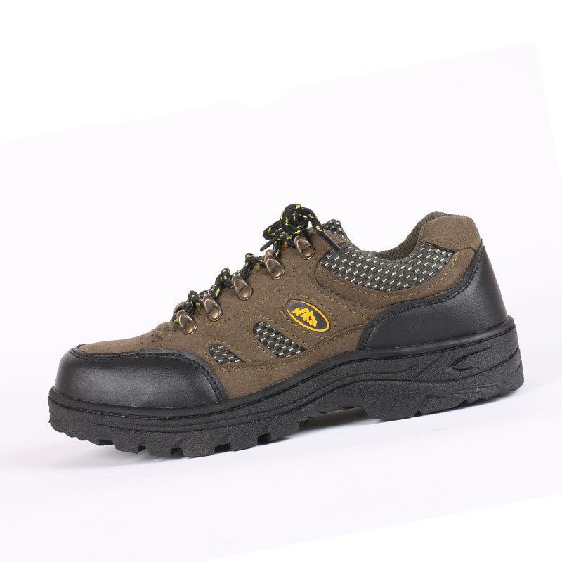 Men's Safety Shoes, Anti-odor, Lightweight Steel Toe Cap, Anti-smashing Army green breathable