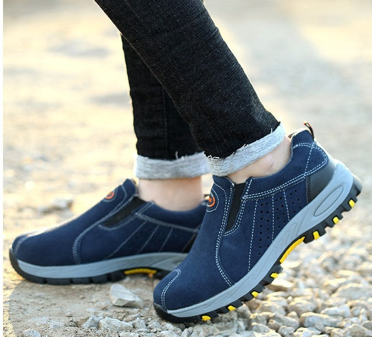 One-legged anti-smashing anti-piercing steel toe caps shoes Breathable and wear-resistant safety shoes anti-splashing hot welding shoes