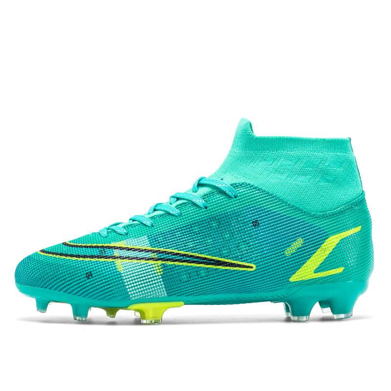 Football Boots Men's High Top AG Spike Artificial Turf Green