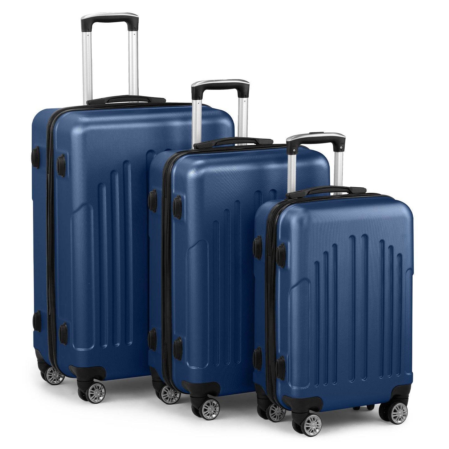 Three In One ABS PC Suitcase 20in 24in 28in Suitcase Navy Blue