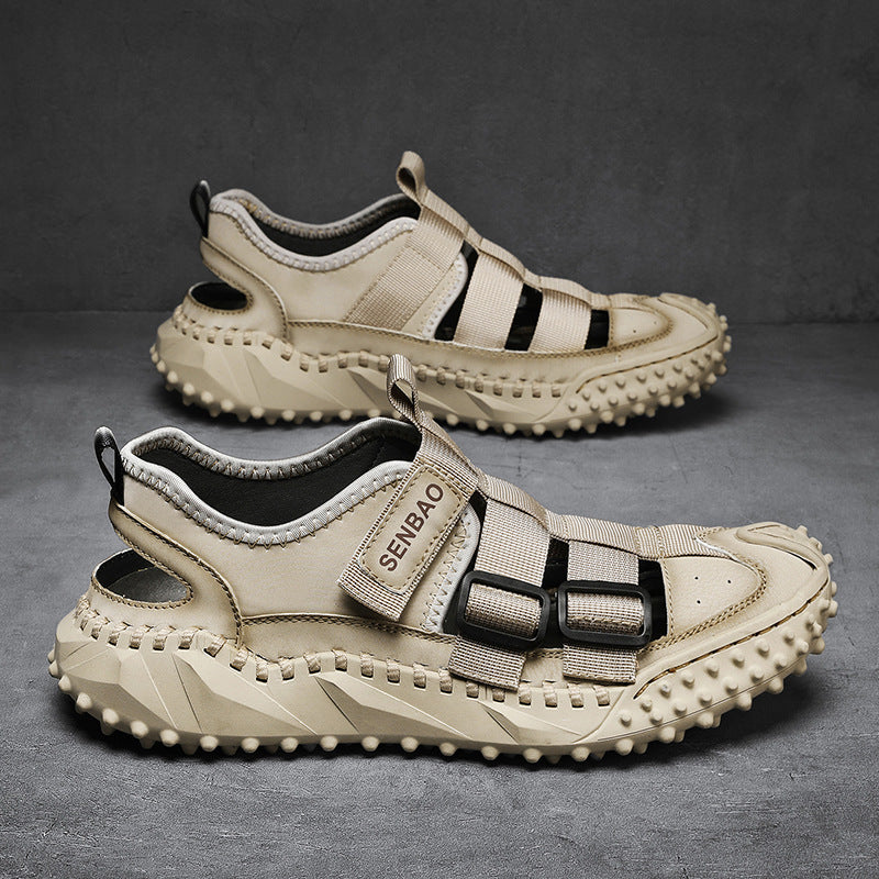 Plus Size Men's Mesh Breathable Casual Shoes Hollow Out 5809 Beige