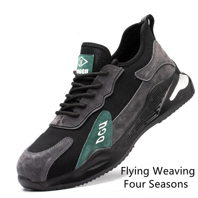 Men's Safety Shoes Anti-smashing And Anti-piercing Steel Toe Black Green